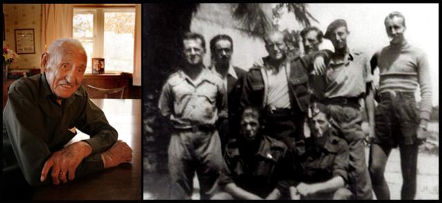 Proud American communist Delmer Berg in 2014 and in 1938 in Spain, second from right in beret